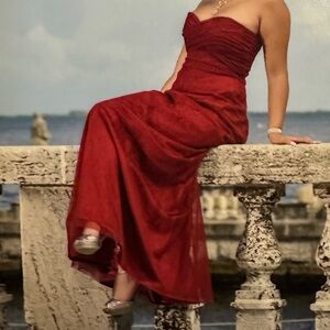 Elegant Red Lazaro Strapless Dress